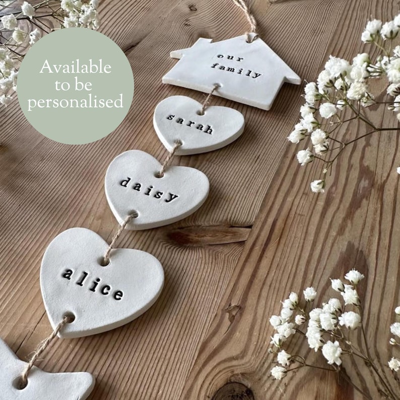 Personalised Family Clay Ornament: Handmade Keepsake Gift, Wall Hanging Decoration image 3