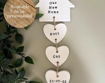Personalised New Home Ornament, Handmade Clay Housewarming Gift, Wall Hanging Decoration,