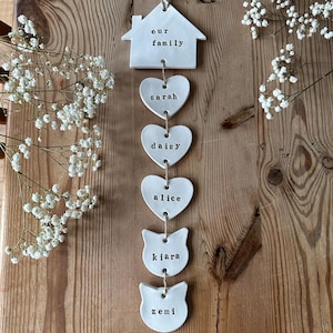 Personalised Family Clay Ornament: Handmade Keepsake Gift, Wall Hanging Decoration image 2