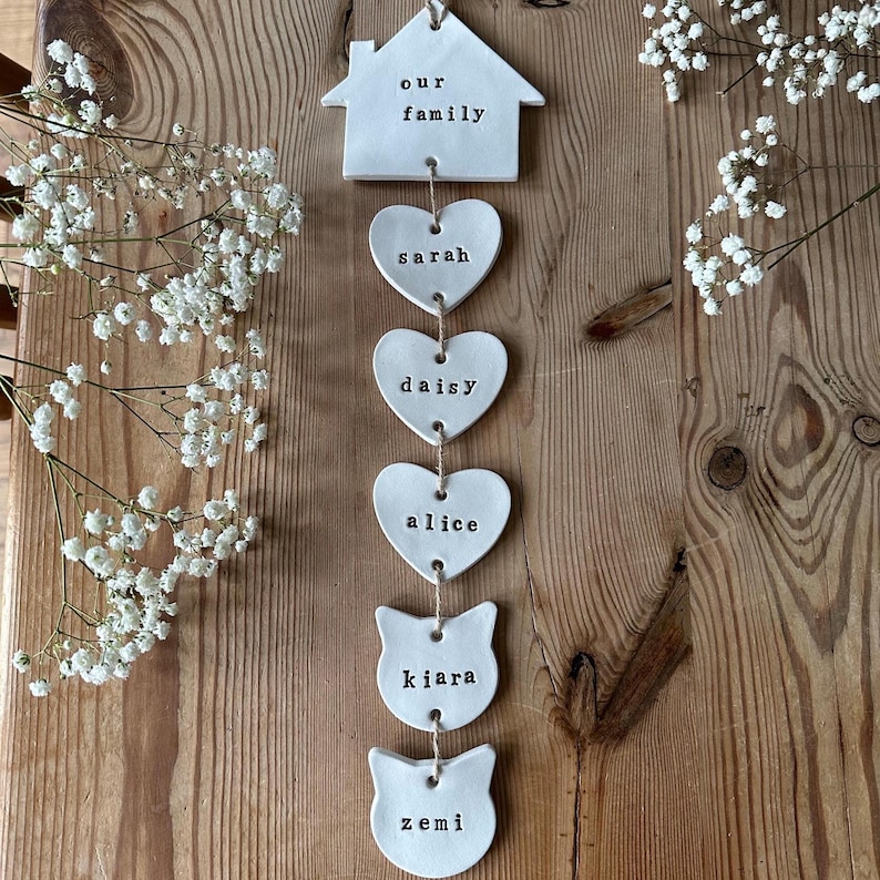 Personalised Family Clay Ornament: Handmade Keepsake Gift, Wall Hanging Decoration image 2