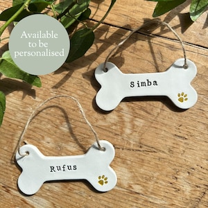Personalised Clay Dog Bone Ornament: Pet Memorial Decoration