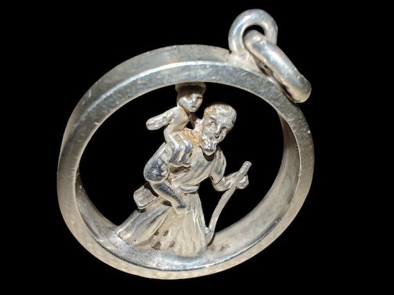 Solid Sterling Silver 3D St. Christopher Pendant - image 1