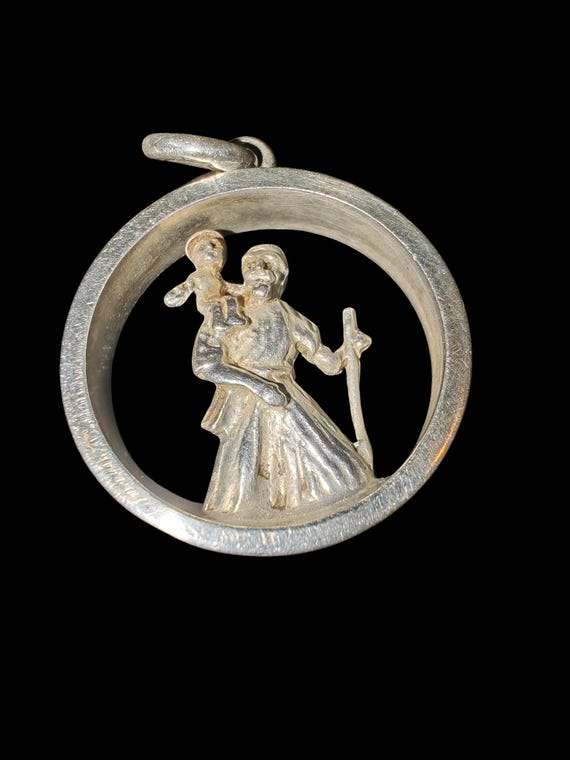 Solid Sterling Silver 3D St. Christopher Pendant - image 2
