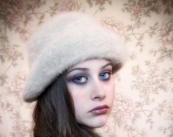 60s beige Fluffi by Marida hat, made in England