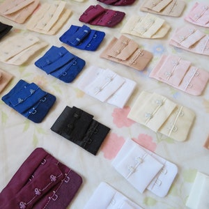 Bra closure, hook and eyes, 2 to 4 rows
