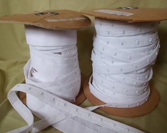 Hook and Eye Tape, 1 row, white, for bra, corset, selling by 3''