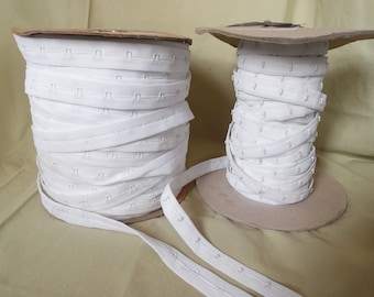 Hook and Eye Tape, 1 row, white, for bra, corset, selling by 3''
