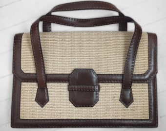 Baudey Montreal vintage leather and fabric bag