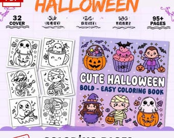 Halloween Malseiten, 32 Cover-Designs, Sofort-Download (PDF-Muster), 95+ Seiten