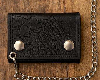 Handmade Full Grain Leather Biker Wallet with Chain