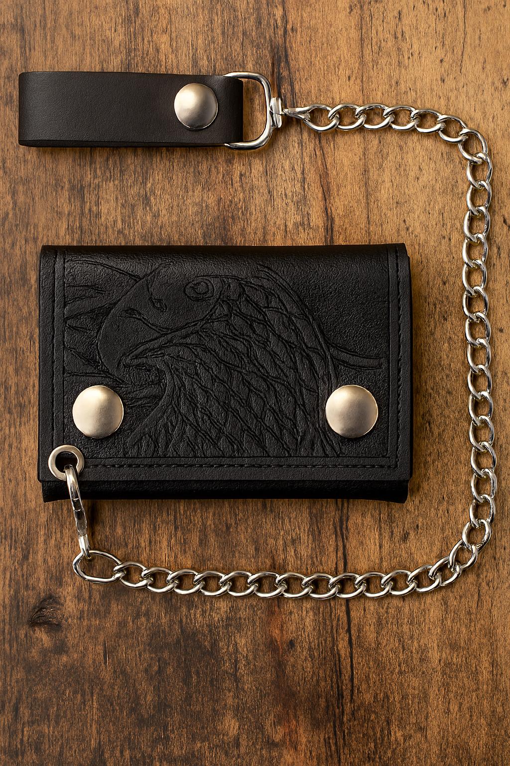 Handmade Full Grain Leather Biker Wallet with Chain