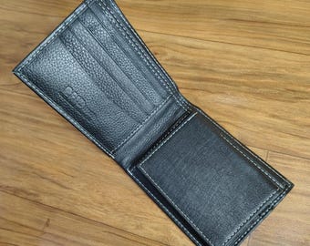 Cartera de piel de vacuno para hombre, plegable, ideal para regalar - Cartera hecha a mano