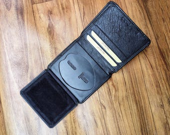 Leather Bi-Fold Badge Wallet: Police & Law Enforcement ID Holder
