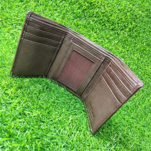 Cartera de cuero para hombre hecha a mano / Cartera de cuero triple para hombre / Cartera de cuero de grano completo con seguridad RFID