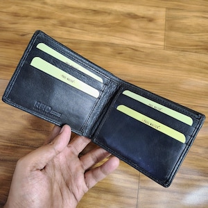 Cartera para hombre / Cartera plegable de cuero de primera calidad / Regalo para él / Regalo de cumpleaños / Regalo para papá / Cartera hecha a mano