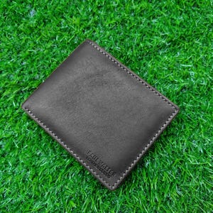 Cartera plegable de cuero premium, hecha a mano, de alta calidad, para hombre, con protección RFID, ideal como regalo de cumpleaños o aniversario.