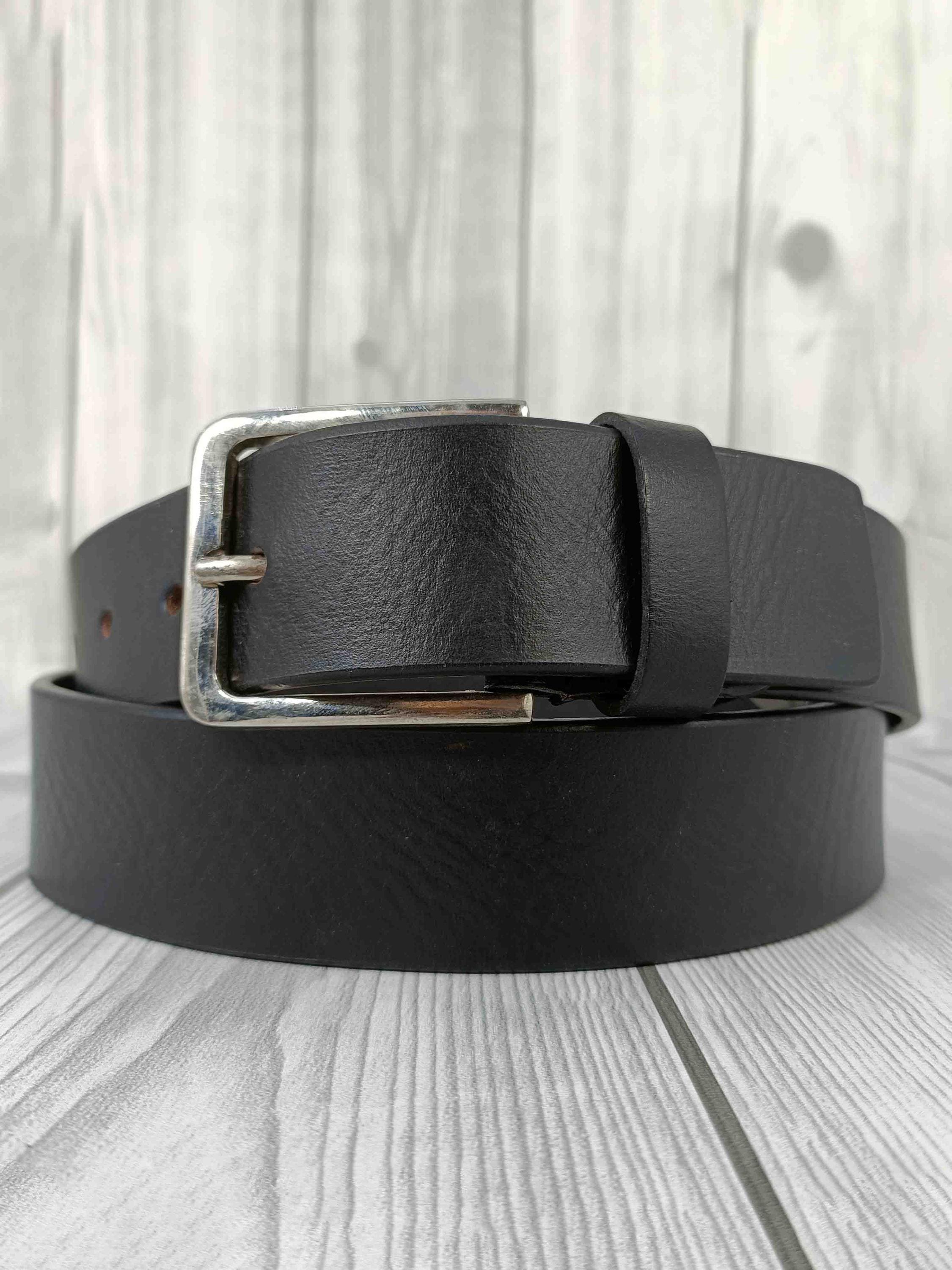 Artesian crafted Leather belt w/ steel buckle 1½-inch Wide Handmade Leather Belt with Stitched Nickel-Free  main image 2