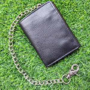 Cartera de cuero para motociclista, Cartera de cuero con cadena, Regalos para motociclistas, Regalos para motociclistas para hombres, Cartera de motociclista hecha a mano, Cartera triple