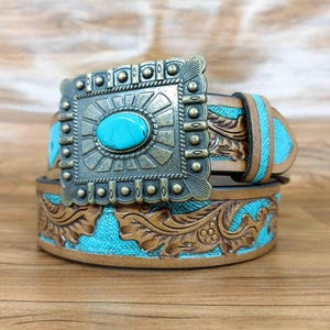 Brass and Turquoise Belt - Etsy display picture 1