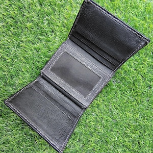 Cartera triple de cuero premium, cartera clásica para hombre, cartera hecha a mano de cuero genuino con bloqueo RFID.