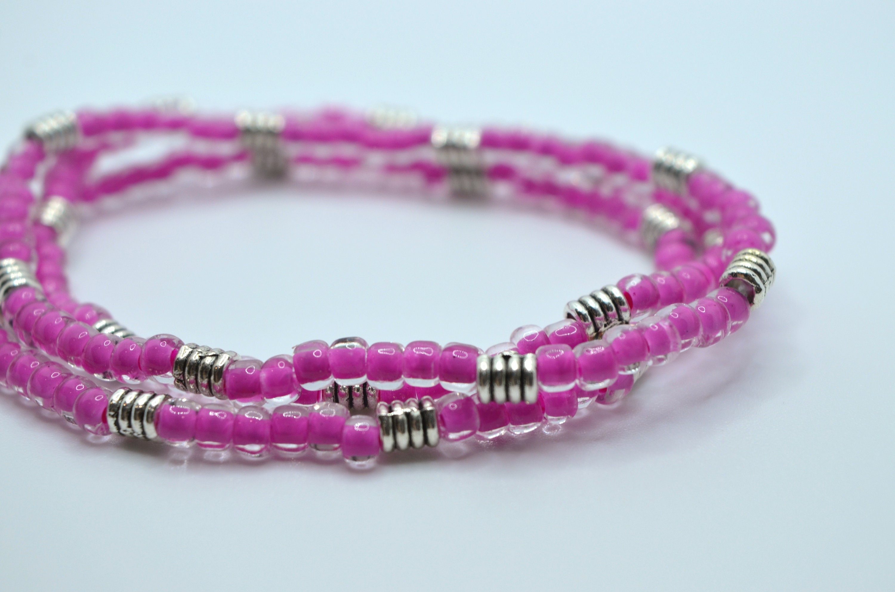 Hot Pink Fuchsia Boho Style Seed Bead Layering Stretch | Etsy
