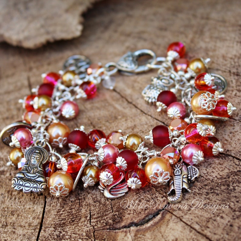 LAKSHMI Charm Bracelet Hindu Goddess of Wealth Good Etsy