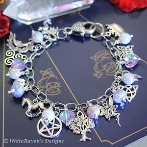 Rhiannon Charm Bracelet: Wiccan Witchy Jewelry, Celtic Goddess Gifts
