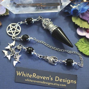 Obsidian Crystal Dowsing Pendulum: Witchy Altar Divination Tool