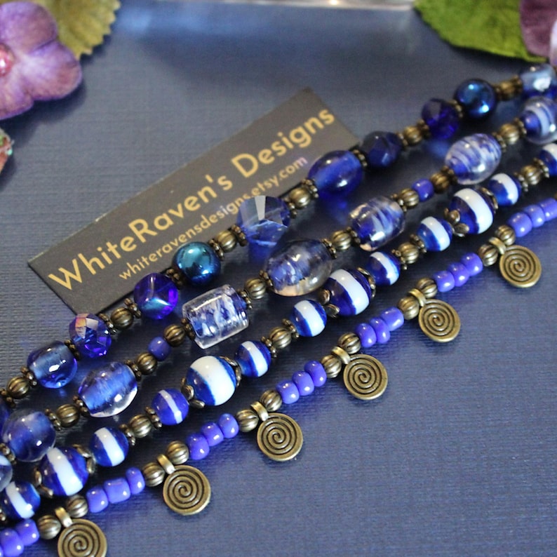 Multi Strand Chunky Bracelet, Layered Stack Artisan Statement Handmade Jewelry Bild 3