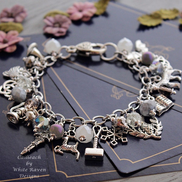 THE CAILLEACH Charm Bracelet, Crone goddess Scottish mythology Strega witch jewelry, Dark Mori Kei witchy gifts Australian made