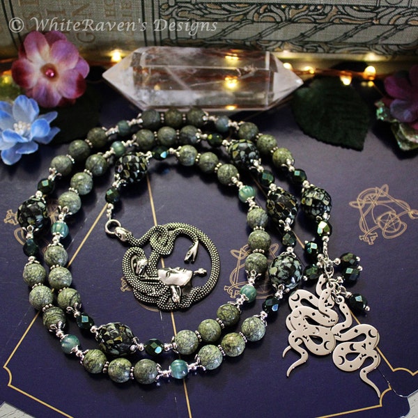 Medusa witches ladder Prayer beads. Wiccan Pagan Altar spiritual tools Witchy gifts, Affirmations beads ritual Goddess beads