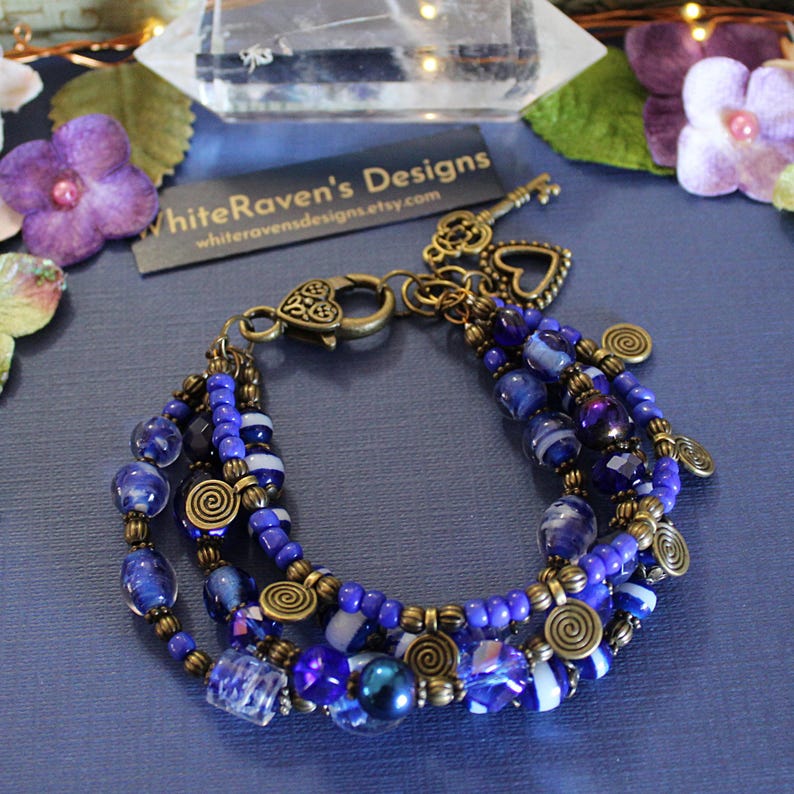 Multi Strand Chunky Bracelet, Layered Stack Artisan Statement Handmade Jewelry Bild 4