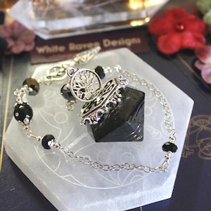 Black Onyx Resin Dowsing Pendulum: Tree of Life Divination Tool