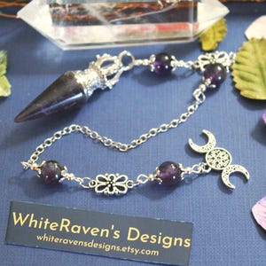 Amethyst crystal Dowsing Pendulum, psychic reading Altar Divination Tools witchy gifts