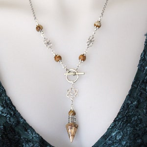 Pendulum Necklace Divination Tool, picture jasper, Wiccan tools, Handmade wearable pendulum Australian handmade by WhiteRavens Designs