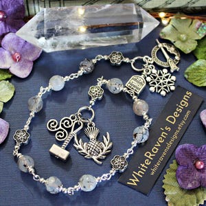 Witches ladder Cailleach Pagan prayer beads meditation tools. Wiccan Altar Spell Beads Witchy gifts, pagan ritual handmade by WhiteRavens