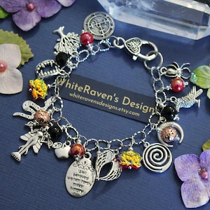 Lilith Goddess Witch Charm Bracelet, Gothic Witchcore Vampire Queen, Australian made witchy jewelry. image 1