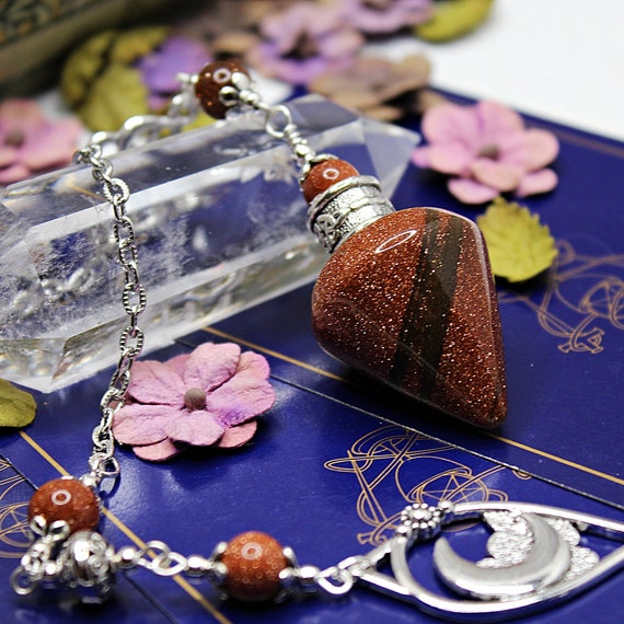 Crescent Moon Pendulum w/ Clear Quartz Crescent Moon Pendulum w/ Clear Quartz