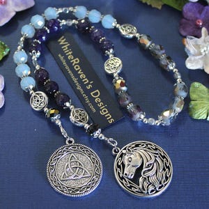 Rhiannon Goddess spell beads meditation tool Celtic neo-pagan Wicca prayer beads Witchy gifts, affirmation ritual witches ladder