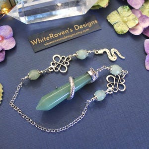 Medusa Dowsing Pendulum Aventurine Crystal: Snake Wrapped Divination Tool