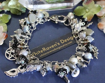 Grey Witch Charm Bracelet: Pagan Witchcore Jewelry, Australian Made