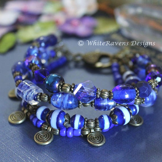Multi Strand Chunky Bracelet, Layered Stack Artisan Statement Handmade Jewelry