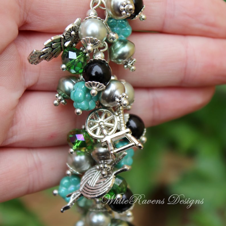 Charm Bracelet MINERVA Roman Goddess of Arts and Crafts Handcrafted by White Raven Designs Justice and Wisdom