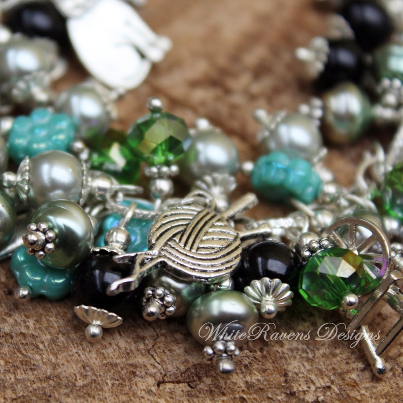 Charm Bracelet MINERVA Roman Goddess of Arts and Crafts Handcrafted by White Raven Designs Justice and Wisdom