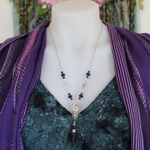 Pendulum Necklace, Blue Goldstone Wiccan divination tool wearable pendulum. Australian Handmade by WhiteRavens Designs