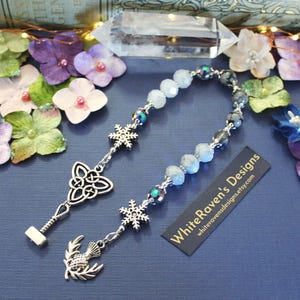Witches ladder Cailleach Pagan prayer beads mini meditation tools. Wiccan Altar Spell Beads Witchy gifts, pagan ritual Goddess beads