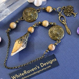 Picture Jasper Stone Pendulum, Divination Dowsing Tool.