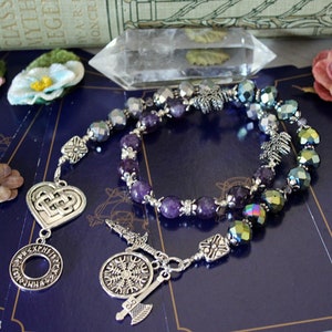 Deluxe Witches ladder Freyja Pagan prayer beads meditation tools. Wiccan Altar Spell Beads Witchy gifts, pagan ritual Goddess beads