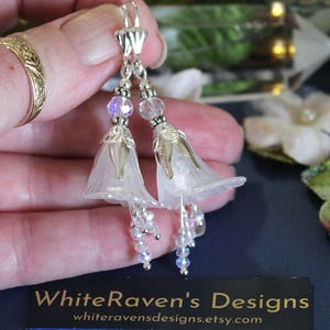 Snow Fairy Lily Flower Earrings: Cottagecore Botanical Jewelry image 1