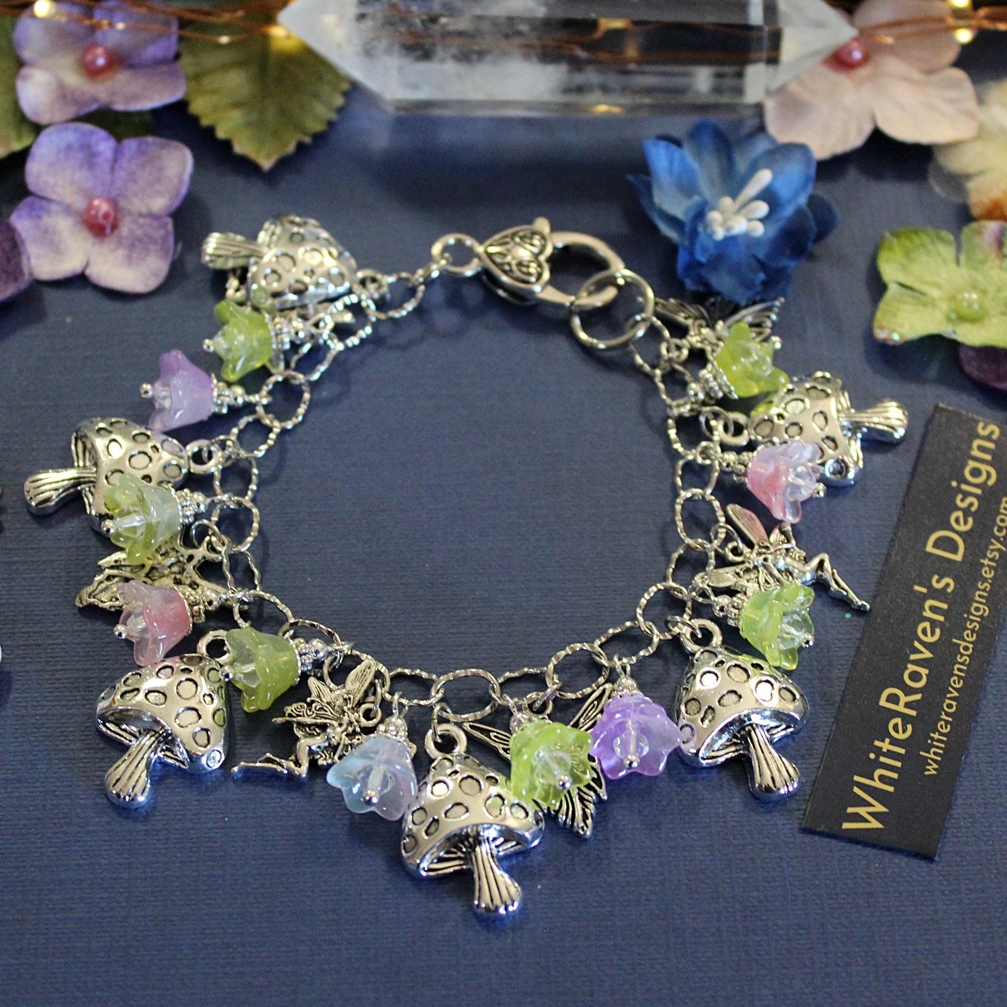 Fairy Charm Bracelet: Handmade Mushroomcore Fairy Jewelry, image size:2000x2000